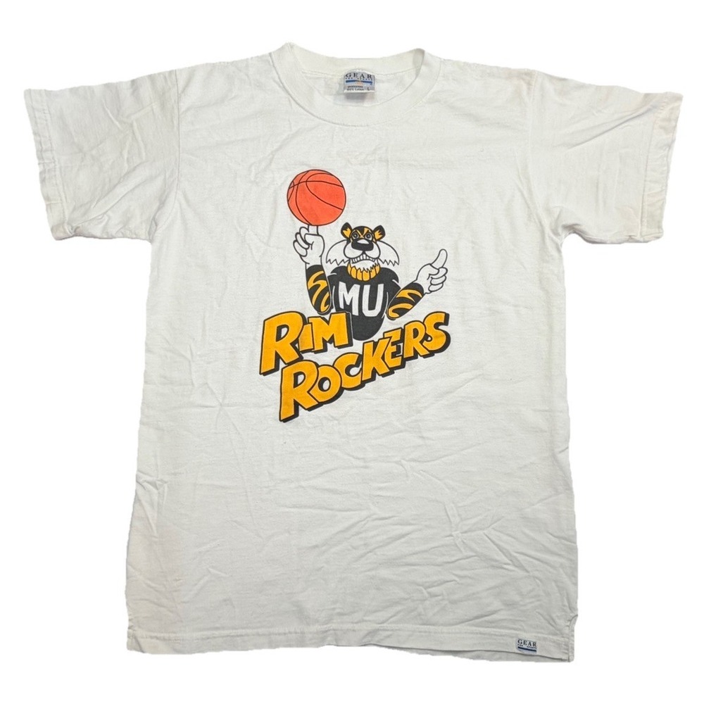 Vintage Mizzou Rim Rockers T Shirt Missouri Tigers Basketball White 90s USA L